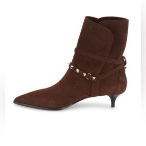 Valentino Dark Brown Ankle Boots with Studs